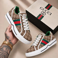 Tenis Estilo Gucci Screener GG Mujer Monograma Beige Franja Web Verde Roja – JH Sport Colombia