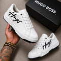 Hugo Boss Kyano Hombre Blanco Rojo Firma Cursiva Suela Roja – Tenis Casual Premium Colombia JH Sport