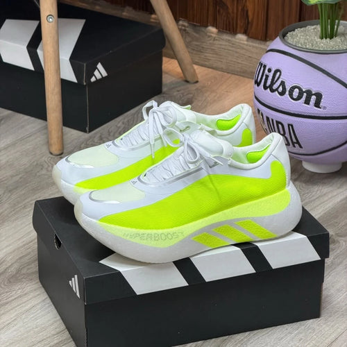 Adidas Hyperboost Edge Hombre Blanco Amarillo Neón Volt Tres Franjas Boost – Tenis Premium Colombia JH Sport