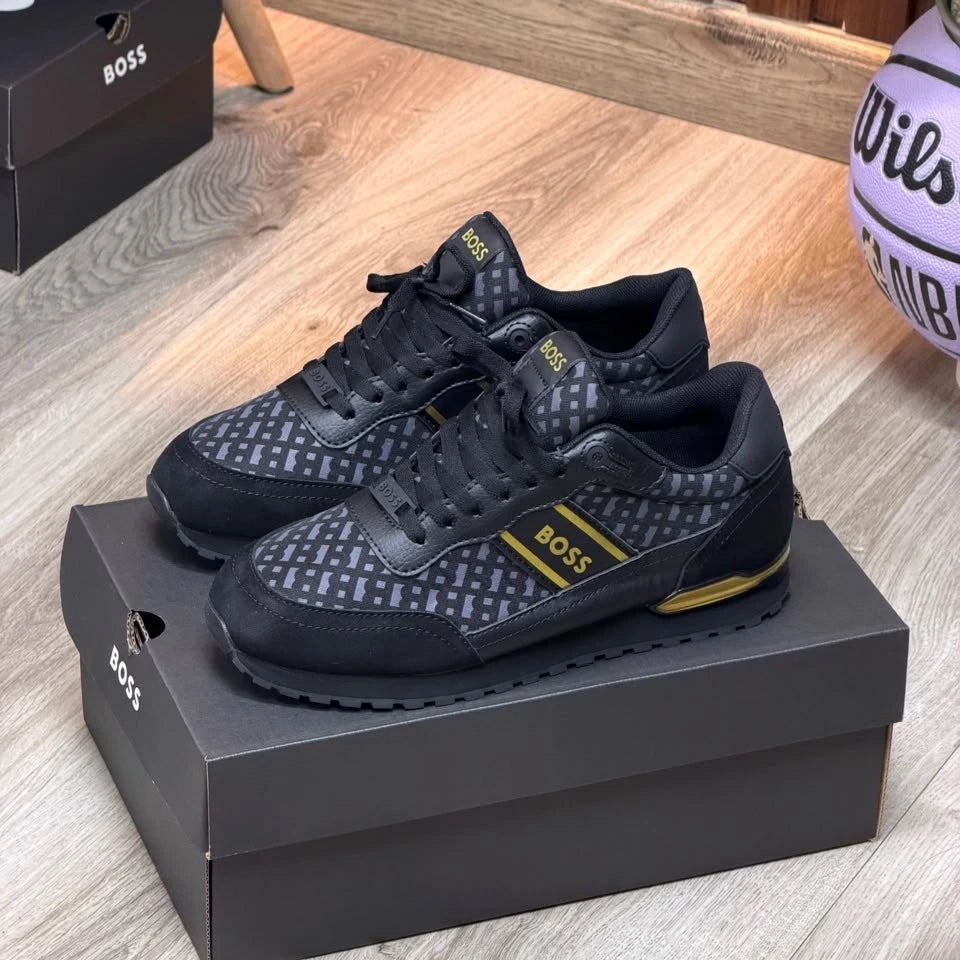 Hugo Boss Parkour Runner Hombre Azul Marino Logo BOSS Blanco Suela Blanca – JH Sport Colombia